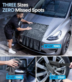 Microfiber Car Drying Towels 36" x 24" [1300GSM Ultra-Absorbent, No Streaks & Scratches] Dual-Sided Edgeless Cleaning Towel with Twisted Loop, for Auto Detailing, Car, SUV, Truck (3-Size Set)
