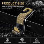 Car Seat Headrest Hook, Auto Seat Hook Hangers Storage Organizer Interior Accessories for Purse Coats Umbrellas Grocery Bags Handbag, 4-Pack(Bling Gold)