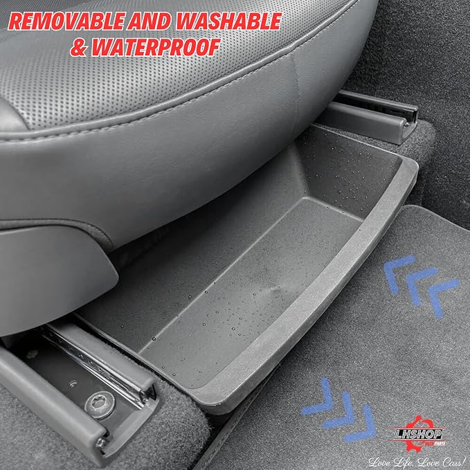 2Pcs Under Seat Storage Boxes for Tesla Model Y Juniper | Underseat Storage Drawer, Hidden Organizer, Durable TPE, Easy to Clean, Removable, Upgrade Under-Seat Console