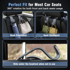 Car Seat Headrest Hook 4 Pack Hanger Universal Vehicle Car Storage Organizer for Handbag Purse Coat S Type Grey