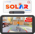 Solar Wireless Backup Camera with 5" 1080P Monitor: 5000mAh Battery 2 Mins DIY Installation & 2 Split Screen Back Up Camera, IP69K Waterproof Reverse Camera for Car, Van, SUV, Truck, Trailer