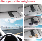 Sunglass Holder for Car Visor Sunglasses Clip Magnetic Leather Glasses Eyeglass Holder Interior Car Accessories for Woman Man -2 Packs Black