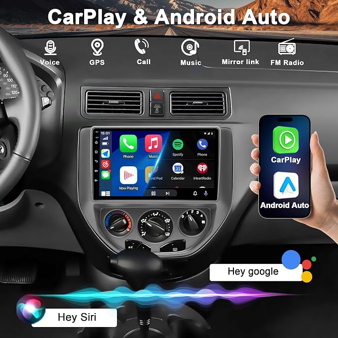 4G+64G Car Radio for Ford Focus 2005-2008: Upgrade Android 15 9" Touch Screen Stereo Head Unit Wireless CarPlay Android Auto, BT 5.4, WiFi 6, GPS, FM, RDS, EQ, SWC, 1080P Backup Camera
