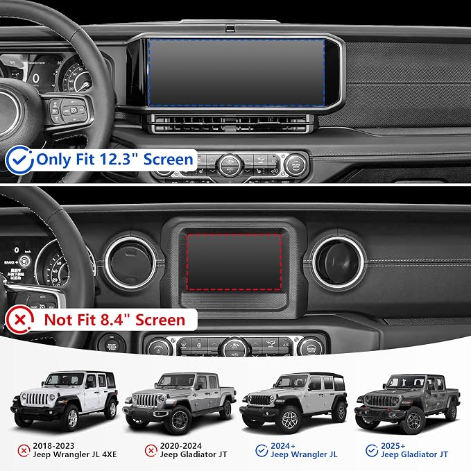 Phone Mount for 2024 2025 2026 Jeep Wrangler, Dashboard Phone Holder Dash Mount for New Jeep Wrangler JL JLU 4XE Jeep Gladiator JT Accessories, Magsafe Phone Mount Fit 12.3" Screen