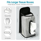 Car Trash Can with Tissue Holder, Leakproof Car Garbage Can with Detachable Car Napkin Holder, Hanging Car Trash Bin for Headrest, Console, Truck, SUV Car Accessories, Black