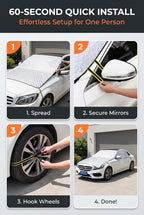 Half Car Cover, Windshield Cover for Ice and Snow, Hail Protector Car Covers, Aluminum Foil Heat Block Sunshade Hood Covers, Universal for Most Cars, SUVs, Trucks (Silver)