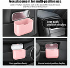 Car Trash Can, Car Garbage Bin with Lid & Handle - Leak-Proof Mini Trash Can for Car, Truck, SUV - Essential Car Accessories for Organization (Pink)