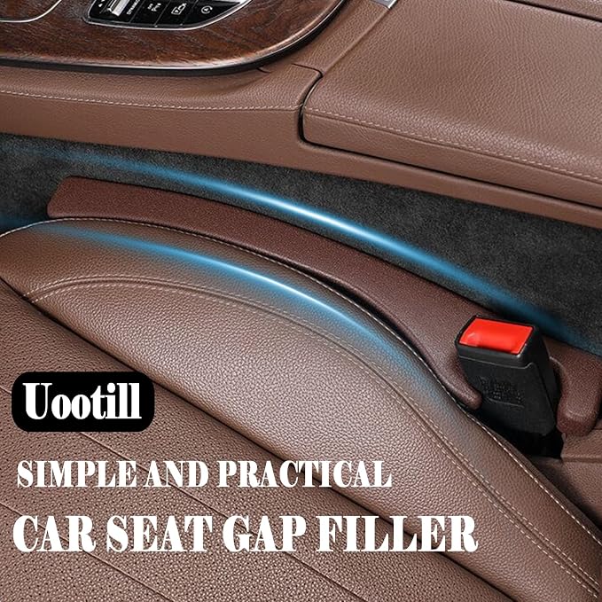 2 Pack Car Seat Gap Filler, No Drop Seat Guard, No More Lost Items, Prevents Drops & Clutter–Universal Fit Seat Gap Plug for Cars, SUVs & Trucks (Brown 2Pcs)