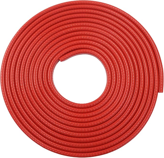 16.5 Ft Car Door Edge Guards, Red Rubber | Universal, Rubber U-Shaped Trim Protector, No Glue Required