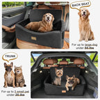 Dog Car Seat for Large Medium Sized Dogs Under 55 lbs, Dog Booster Seat for 2 Small Dogs with Detachable Washable Cover, Memory Foam Pet Car Seat with 2 Safety Belts and Storage Pockets