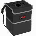 Waterproof Car Trash Can with Lid and Pockets, 2.5 Gal, Black | Leakproof, Collapsible Multipurpose Car Bin with 3 Side Storage Pockets, Adjustable Straps