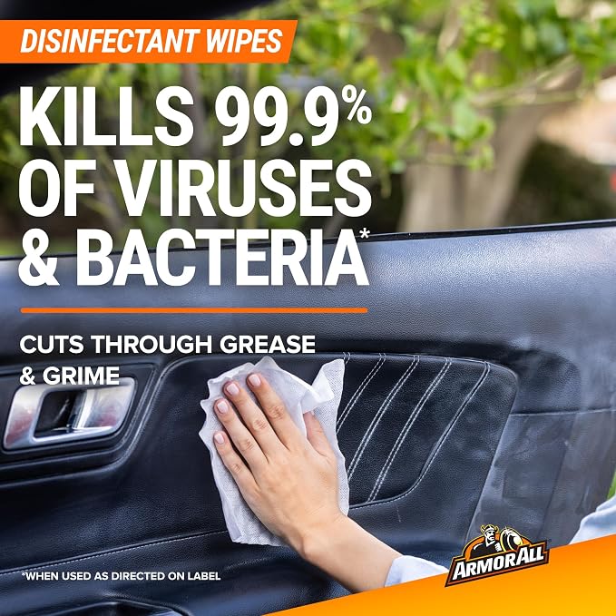Interior Car Cleaning Wipes Kit, Disinfects, Protects, and Cleans Car Interiors, Includes Leather Care Wipes, Glass Wipes, Disinfectant Wipes, and Protectant Wipes, 4 Count