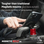 MobNetic Maxx MS - MagSafe Compatible Car Phone Mount w/ 90º Tilt, 360º Rotation & Durable Aluminum Build, Magnetic Holder for iPhone & Android Devices, USA Assembled - Red