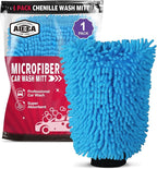 AIDEA Car Wash Mitt Microfiber, 1PK, Car Wash Brush, Blue, 7.12' X10.14'' | Scratch Free Lint-Free Premium Chenille Microfiber Mitt, Cleaning Supplies, Regular Size