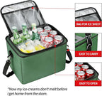 Car Trunk Organizer with Removable Cooler Bag - Collapsible Multi-Compartment Storage for SUV Truck Groceries Camping, Durable Nylon Auto Cargo Organizer (Green)