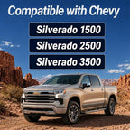 Leather Steering Wheel Cover for Chevy Silverado 1500 2500 3500, 14.5-15 inches Car Steering Wheel Cover with Non-Slip Breathable (Bright Silver)