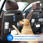 Back Seat Protector 2 Pack Fit For Honda CR-V Car Kick Mats with Cup & Tissue Storage Organizer Pockets Waterproof Dirt Proof Faux Leather Auto Accessories For Kids(1 Pair Black)