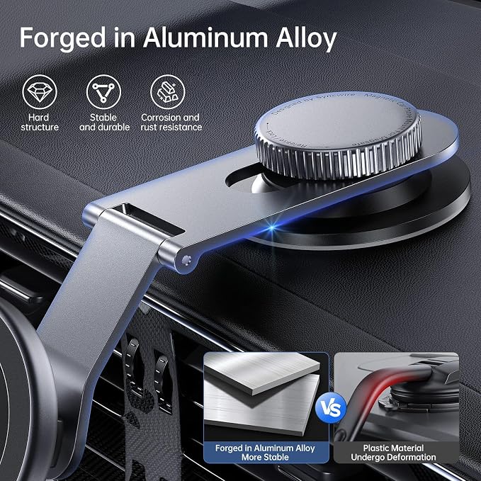 Fits MagSafe Car Mount for Universal Dashboard, Tesla Screen, Magnetic Phone Holder for Car,Foldable Aluminum Alloy Arm,Super Stable Car Mount for iPhone 17 Pro Max 16 15 14 13 12&All Phones