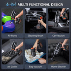 Portable Cordless Car Vacuum - 50,000Pa High-Power Brushless Motor, Rechargeable Handheld Vacuum Cleaner with 2 Batteries & Charger, 6-in-1 Vacuum Cleaners for Home, Keyboard, Pet Hair, Black