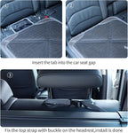 Car Seat Protector Leather Waterproof Child Safety Seat Protector Cover with Thick Pad and 2 Large Pockets Durable Kick Mat for All Auto Seat (Brown)
