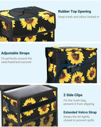 Car Trash Can with Lid, Leakproof Car Trash Bag Hanging Waterproof Automotive Garbage Can with Storage Pockets Mini Vehicle Trash Bin for Back/Front Seat(Sunflower,2.5 Gallon)