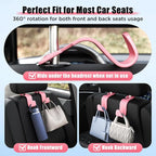 Car Seat Headrest Hook 4 Pack Hanger Storage Organizer Universal for Handbag Purse Coat Universal fit Vehicle Car Pink with Clip