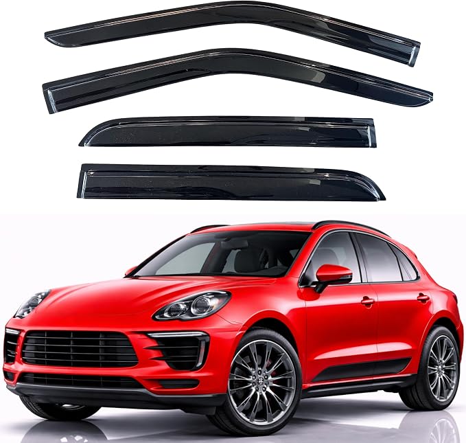 KPY Rain Guards Fit for 2015-2021 Porsche Macan, Out-Channel Window Visors Vent Wind Deflectors 4PC, Car Accessories for 15-21 Macan
