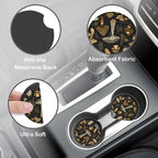Vintage Mushroom Steering Wheel Cover for Women, Anti-Slip Car Steering Wheel Cover with 2 Pcs Cup Holders Neoprene Breathable Car Accessories Universal 15 Inch Auto Interior Decor