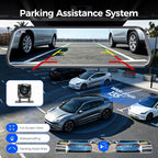 Mirror Dash Cam,Rear View Mirror Camera 10'', 1080P FHD Full Touch Screen Dash Cam Front and RearCam with Night Vision, Streaming Media 170°Wide Angle Parking Assistance Free 32GB Card