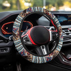 Auto Steering Wheel Cover Unviersal 15 Inch Steering Wheel Wrap Cover 4th of July Auto Interior Accessories Decor for All Seasons, Aztec Eagle US Flag