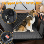 Back Seat Extender for Dogs, Hard Bottom Dog Car Seat Cover - Supports 400lbs, Rear Seat Pet Cover with Mesh Window, Waterproof Dog Hammock for Car SUV