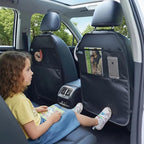 Car Seat Protector Large Kick Mat 2 Pack Durable Water Resistant Auto Seat Back Covers with 2 Mesh Pockets Protection Against Dust Mud Scratches (Black, 2-Pack)