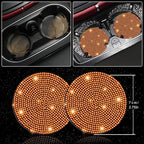 27 PCs Orange Bling Car Accessories Set for Women, Steering Wheel Covers Universal Fit 15 Inch, Bling License Plate Frame, Bling Phone Holder, Bling Car Coasters (Orange Diamond)