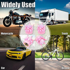 4PCS Crown Bling Tire Stem Valve Caps, Crystal Diamond Car Wheel Tire Valve Caps Universal Copper Core Stem Covers for Cars, SUV, Trucks, Bikes, Motorcycles, Bicycles (Pink)