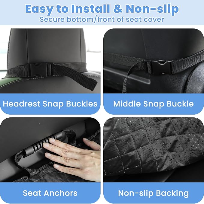 Dog Car Seat Covers, Waterproof Front Seat Cover for Dogs, Scratch-Proof, Nonslip Pet Passenger Seat Cover Protector, Universal Fit for Cars Trucks SUVs, Standard Size, Khaki