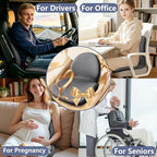 Car Seat Cushion with Lumbar Support Pillow - Memory Foam Driver Seat Cushion for Back & Sciatica Pain Relief, Washable Cover, Non-Slip Bottom for Long Driving, Office Chair & Truck (Grey)