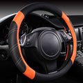Line Rider Microfiber Leather Sporty Steering Wheel Cover Universal Fits for 95% Truck,SUV,Cars,14.5-15inch Anti-Slip Safety Comfortable Desgin (Black-Orange)
