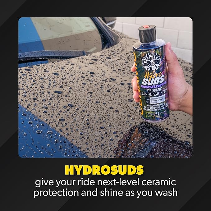 HydroSuds Ceramic SiO2 Shine High Foaming Car Wash Soap, Works with Foam Cannons, Foam Guns, and Bucket Washes, Berry Scent, Safe for Cars, Trucks, and RVs - 1 Gallon