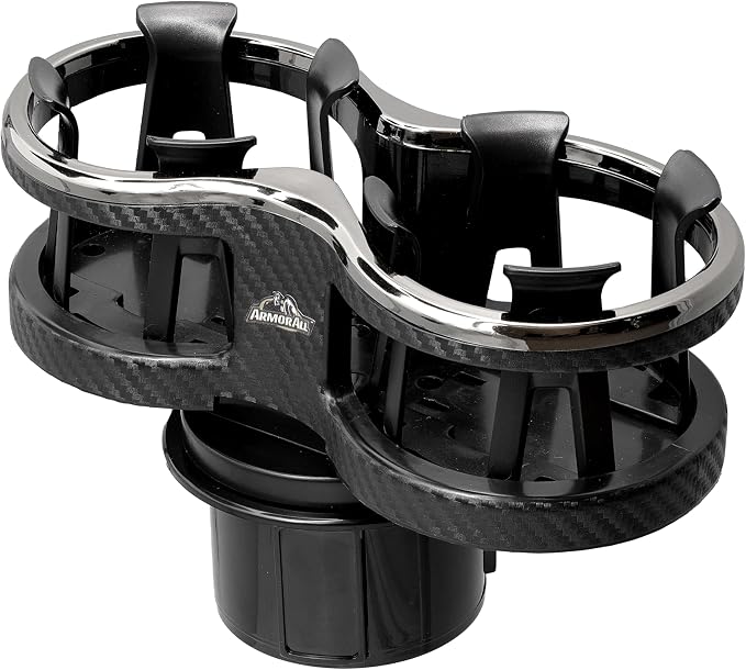 Cupholder 2 in 1 Expander, Turn 1 Cupholder to 2, Dual Drink Holder Expander with Adjustable Expandable Base to Fit Most Cars and Vehicles, Secure Hold with Drink Grips