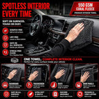 Microfiber Car Drying Towel & Interior Cleaning Cloth Set (2-Piece), 1300 GSM 24” x 36” Twisted Loop + 550 GSM 16” x 16” Coral Fleece, Streak-Free, Scratch-Free, Auto Detailing for Cars, Trucks & SUV