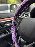 Handmade Crochet Sun Moon Car Steering Wheel Covers Universal 14-15 inch,Cute Steering Wheel Cover,Car Accessories (B:Wheel Cover+2 Belt Cover)