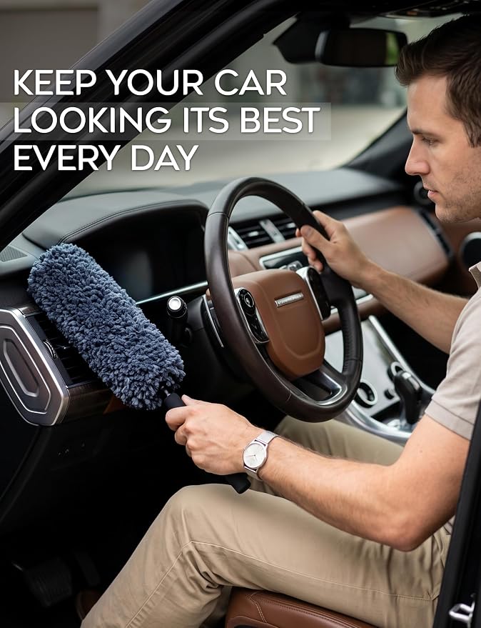 Car Duster Kit, Ultra Soft Microfiber, Lint & Scratch Free | Includes Storage Bag & Unbreakable Handle, Removes Pollen & Dust, Exterior & Interior for SUV & Home
