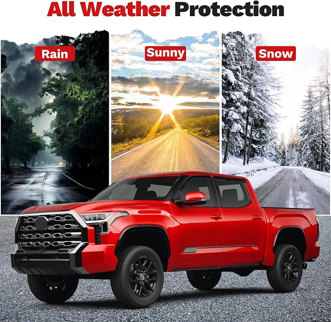 Tundra Rain Guards - Window Visors for Toyota Tundra CrewMax Cab 2022-2025 2026, Outside-Mount Tape-On Side Window Wind Deflectors for Tundra Accessories, Vent Visors Shades Rainproof 4PCS