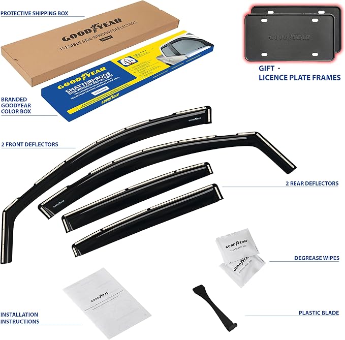 Goodyear Shatterproof in-Channel Window Deflectors for Chevrolet (Chevy) Equinox 2018-2024, Rain Guards, Window Visors for Cars, Vent Deflector, Car Accessories, 4 pcs - GY003489