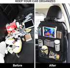 Backseat Car Organizer Mats Back Seat Organizers and Storage Bag with Touch Screen Tablet Holder for Kids Toddlers Seats, Travel Accessories, Road Trip Essentials (2PCS)