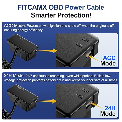 OBD Cable Dash Cams, Upgrade Parking Monitoring, Hardwire Wire Kit Accessories