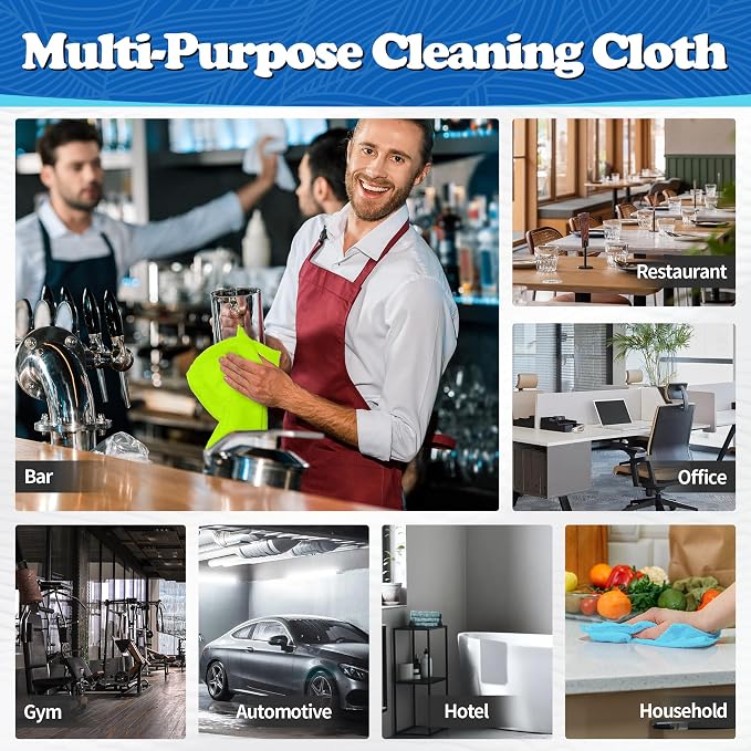 Shop Towels, Microfiber Cleaning Cloth Bulk, 200 Pack Microfiber Towels for Cars, All-Purpose Absorbent Cleaning Rags, Dust Cloth for Automotive, Mechanic, Garage, Bar, 11.5 x 11.5 inch