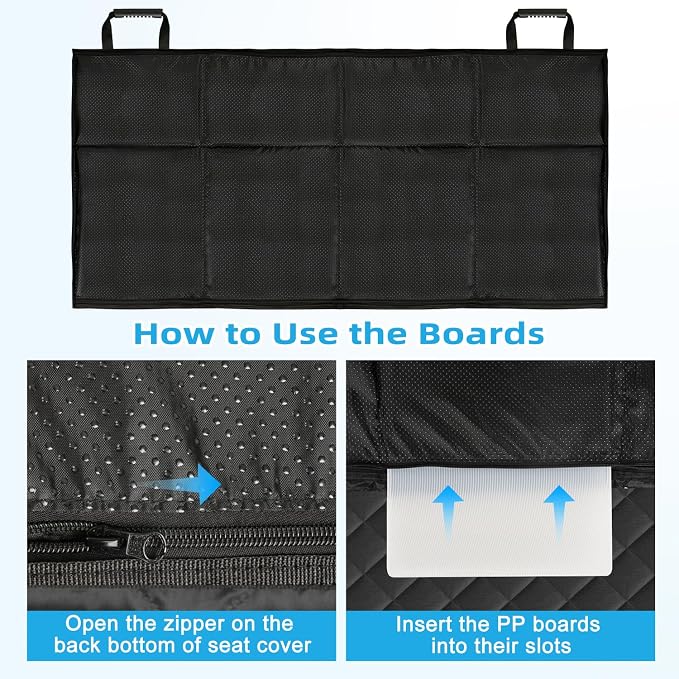 Back Seat Extender for Dogs,Hard Bottom Dog Car Seat Cover for Back Seat Support 400lb, Waterproof Dog Car Hammock Travel Bed for Car SUV Truck