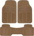 ProLiner Car Floor Mats for Cars Trucks SUV, 3-Piece All-Weather Heavy Duty Rubber Liners with Universal Trimmable Fit, Durable Waterproof Vehicle Auto Floor Mats with Capture Ridges Biege