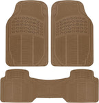 ProLiner Car Floor Mats for Cars Trucks SUV, 3-Piece All-Weather Heavy Duty Rubber Liners with Universal Trimmable Fit, Durable Waterproof Vehicle Auto Floor Mats with Capture Ridges Biege